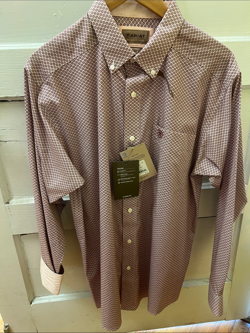 Nwt M’s Ariat Wf Avery Ls Shirt- Brick